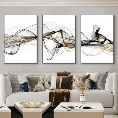 thumbnail image 1 of 3 cuadros de arte de pared abstractos con cinta de lujo nórdico, póster moderno con impresión de paisaje, pintura decorativa para sala de estar y hogar, 1 of 5