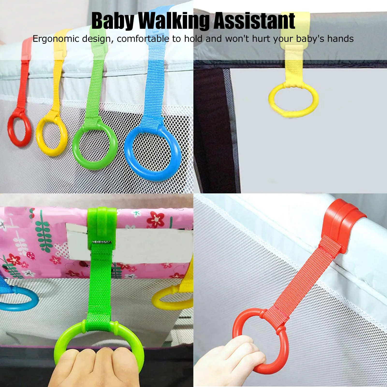 

Baby Pull Up Rings 77g/2.7oz Plastic Material Infant Pull Up Comfortable Holding for Toddler for Families for Cribs