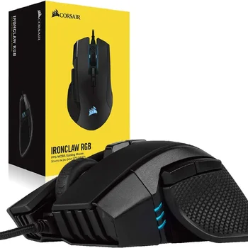 Corsair 아이언클로 RGB FPS 및 MOBA 게이밍 마우스-18,000 DPI 광학 센서-백라이트 RGB LED, 블랙