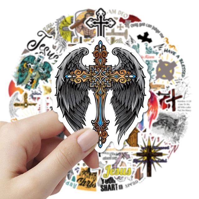 10/60pcs Jesus Cross Stickers For Skateboard Laptop Stationery