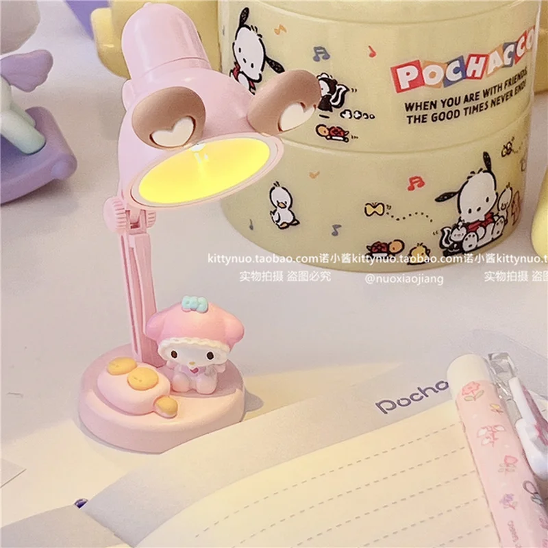 Cartoon Kuromi Melody Pochacco Small Desktop Mini Table Lamp Night Lamp Desk Decorative For Girl Birthday Gift Lamp Diy
