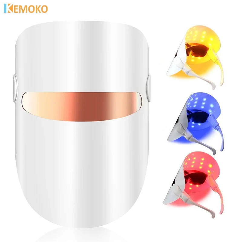 3 Colors LED Facial Mask Photon Therapy Mask Skin Rejuvenation Anti Acne Wrinkle Removal Whitening Face Lifting Beauty Care