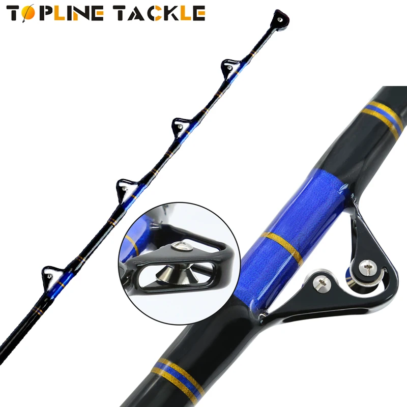 Topline Tackle Sea Fishing Trolling Rod 5'6 30 50 80 130lbs Big Game Rod  Nylon Butt 5+1 Roller Guide Tuna Boat Fishing Rods
