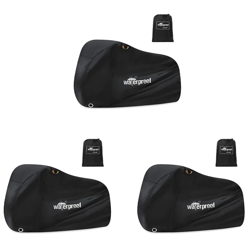 

3X Bike Cover For 1 Or 2 Bikes, 210T Waterproof Outdoor Bicycle Storage Protector Rain Sun UV Dust Wind Proof