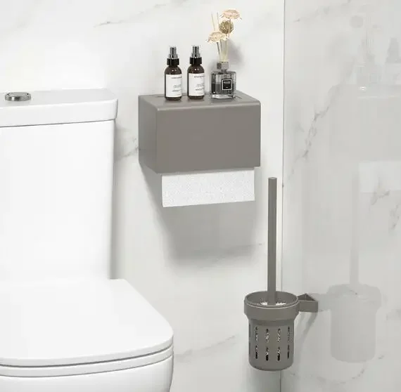 Luxury Home 5-Piece Wall Mounted Aluminum Gun Gray Toilet Bathroom Accessories Set Washroom Fittings Bathroom Hardware Set