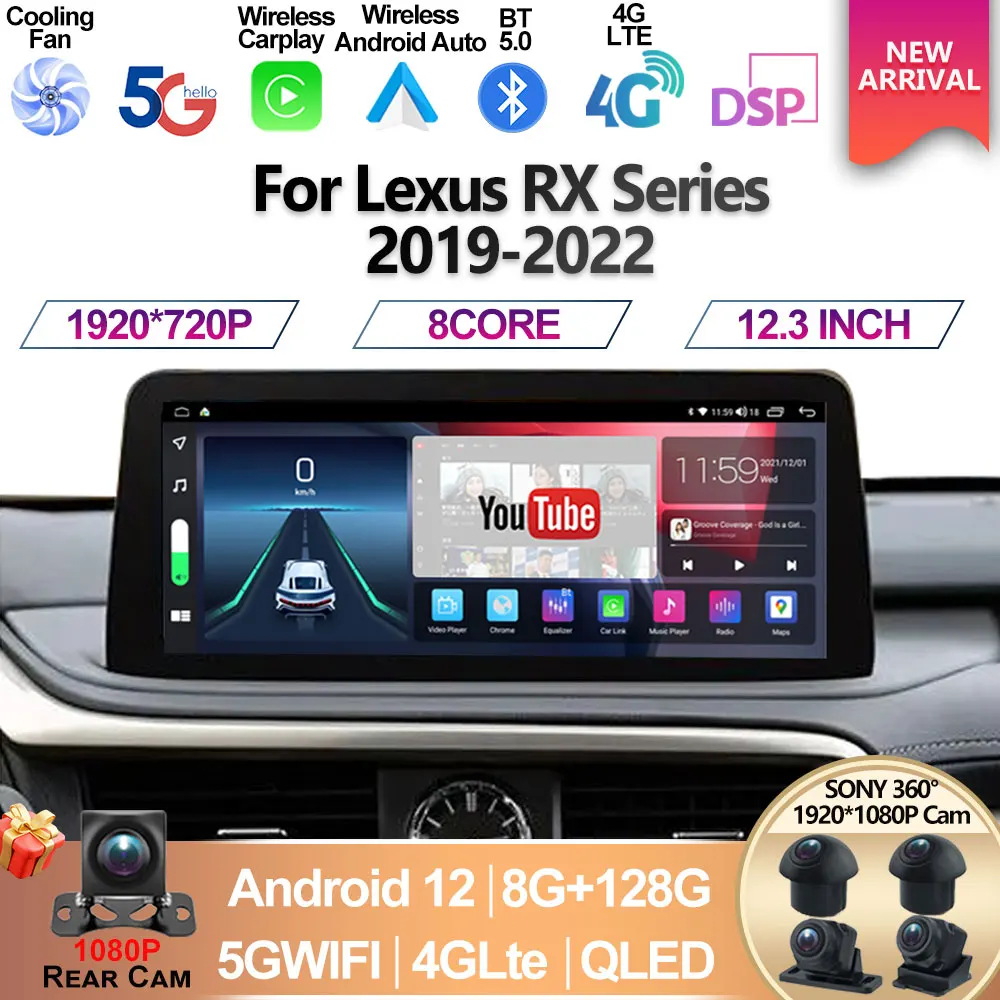 

For Lexus RX RX200t Rx300 Rx350 Rx450h RX400 Android 12 5G 8+128G Qualcomm Auto Carplay Car Dvd Player Radio Multimedia Stereo