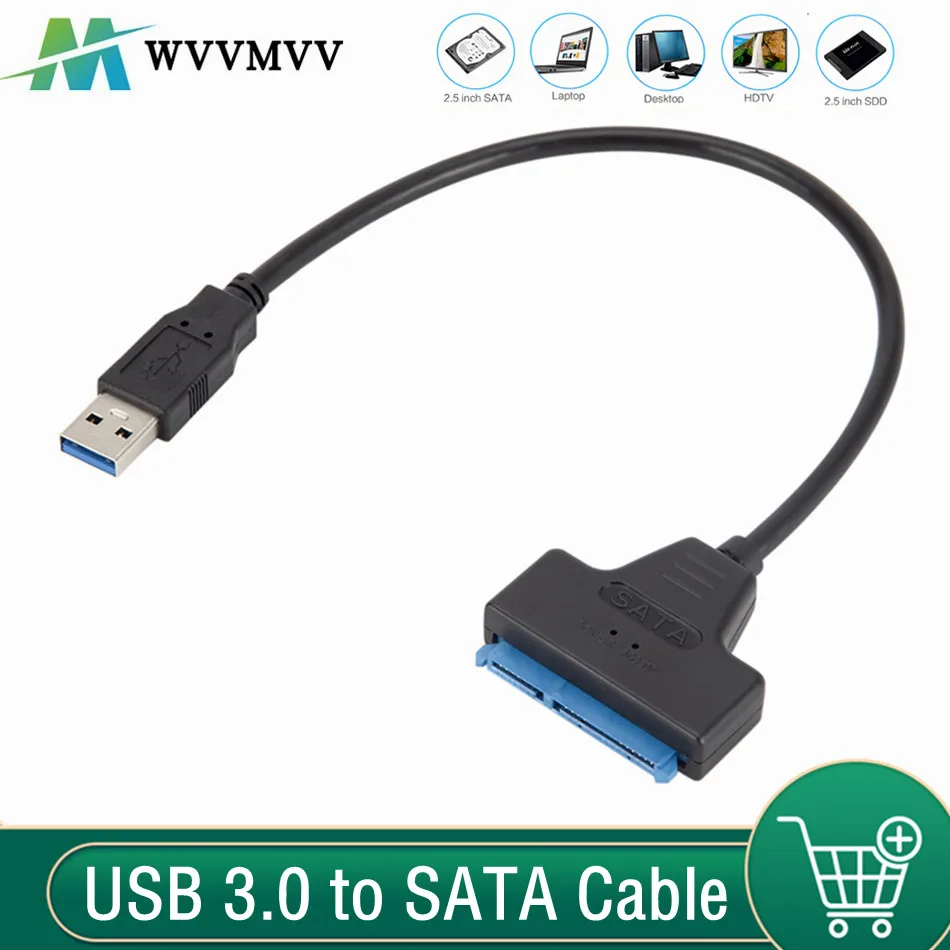 

SATA to USB 3.0 / 2.0 Cable Up to 6 Gbps for 2.5 Inch External HDD SSD Hard Drive SATA 3 22 Pin Adapter USB 3.0 to Sata III Cord