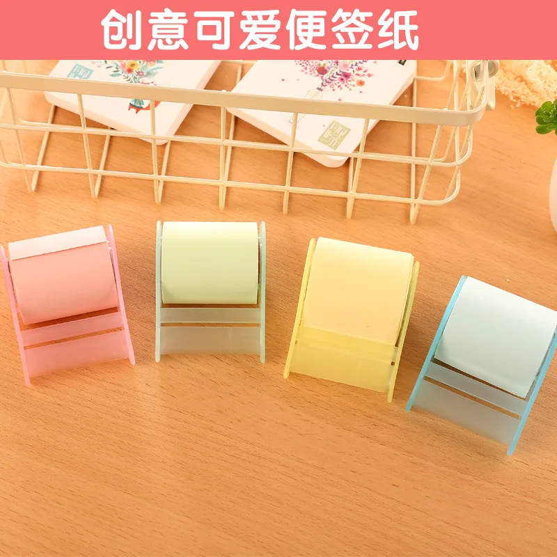 1 Roll Sticky Notes Cute Memo Pad Tearable Self-adhesive Notepad with Cutter Tape Seat Stationery Office School Supplies