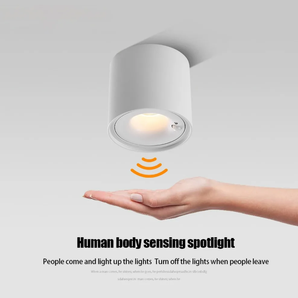PIR 모션 센서 LED 천장 통 12W 표면 장착 눈부심 방지 스마트 계단 침실 홈 스팟 조명기구 85-265V
