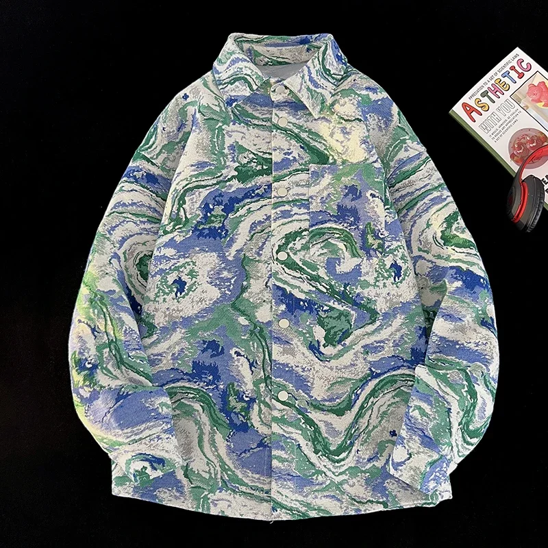 

Men's Jackets INS Oil Painting Colourful Pattern Vintage Unisex Jacket For Men and Women New Coats Large Size Outerwear