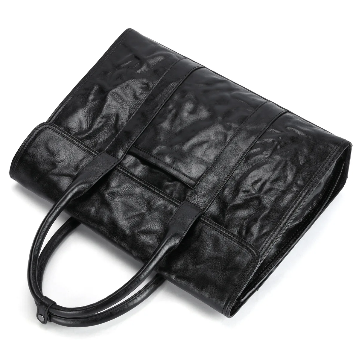 Stylish Men's Leather Briefcase High-end Business Messenger Bag Top-grain Cowhide Handbag