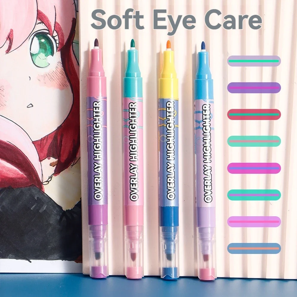 매직 오버레이 하이라이터 펜 세트, 학생 일기, 스크랩북 그림, DIY 만들기, 카와이 문구, 쌓을 수 있는 마커, 16 색