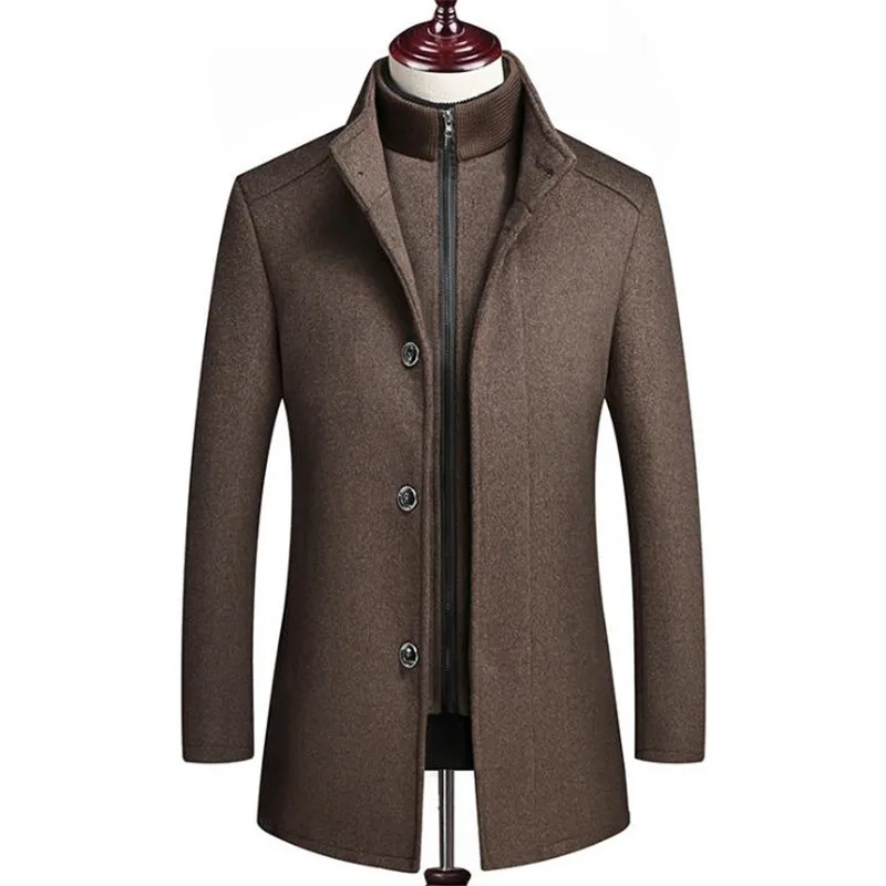 Winter Men Wool Jacket Slim Fit Thick Warm Coat With Adjustable Vest