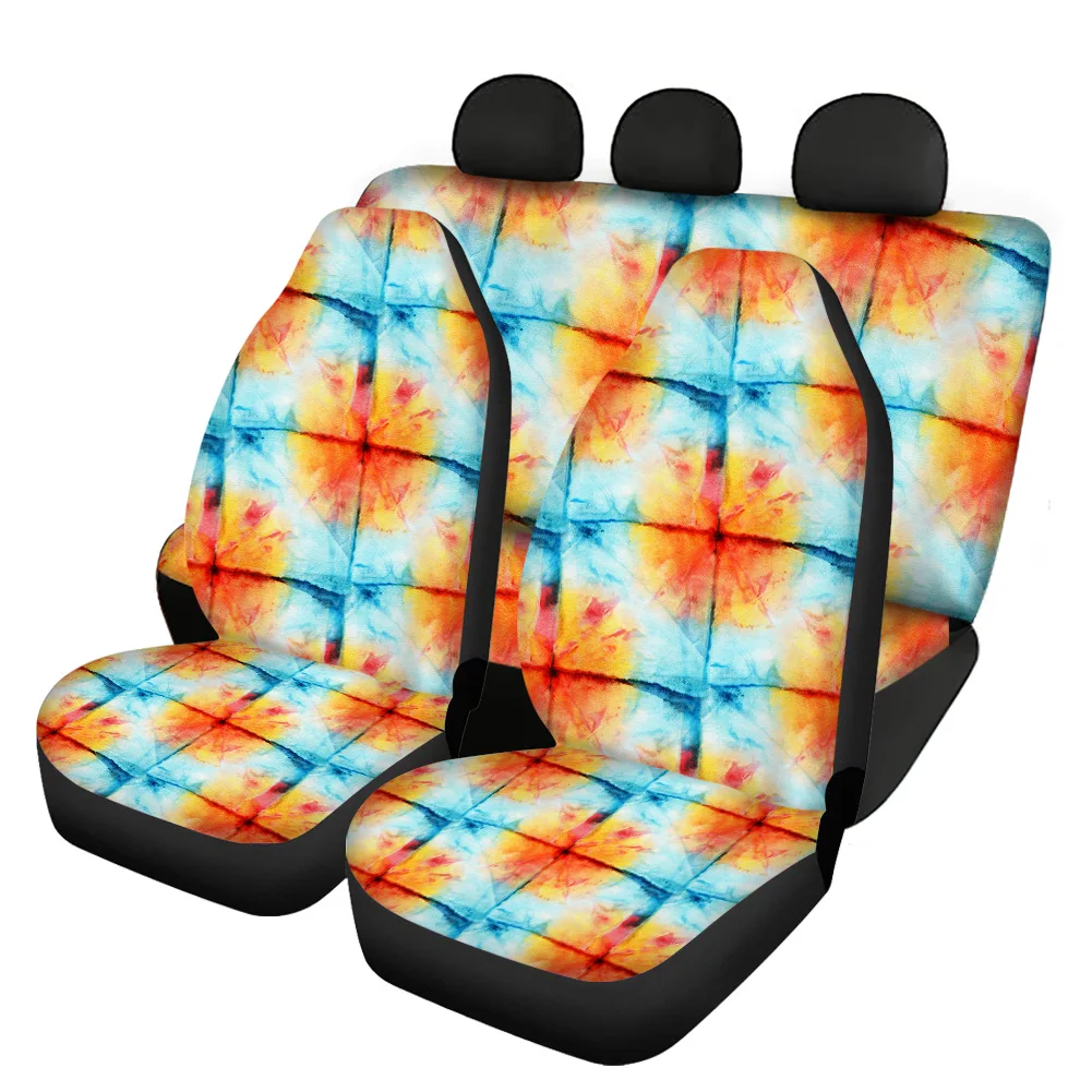 

INSTANTARTS Front and Back for Vehicle Seat Covers Tie Dye Print Soft Car Seat Cover Easy to Install Auto Interior for Women Men