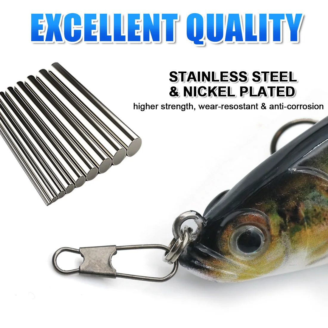 FishTrip Interlock Fishing Snap Clip 50-100pcs Quick Change Stainless Steel Fishing Lure Connector Terminal Tackle