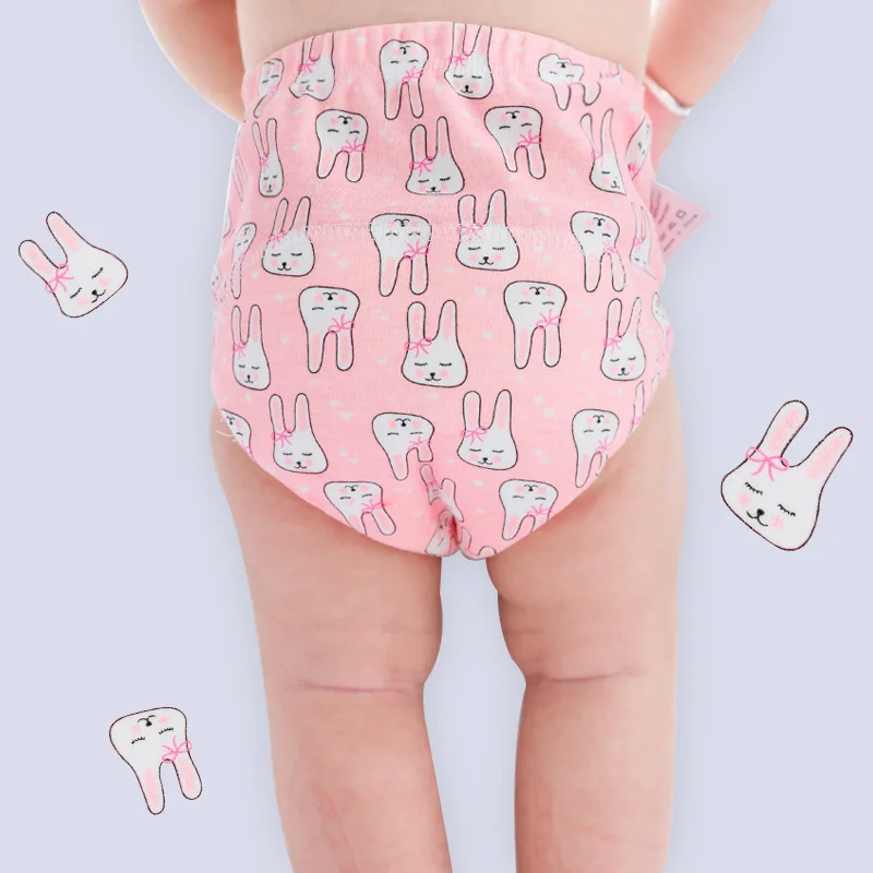 Newborn Cartoon Baby Cotton Training Cloth Diaper Underwear Pant Reusable Washable Infant Nappies Child Learning Panties 6 Layer cloth diapers