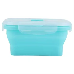 Collapsible Silicone Food Container Set - Portable Bento Lunch Box for Home, Kitchen, and Outdoor Storage (Green)
