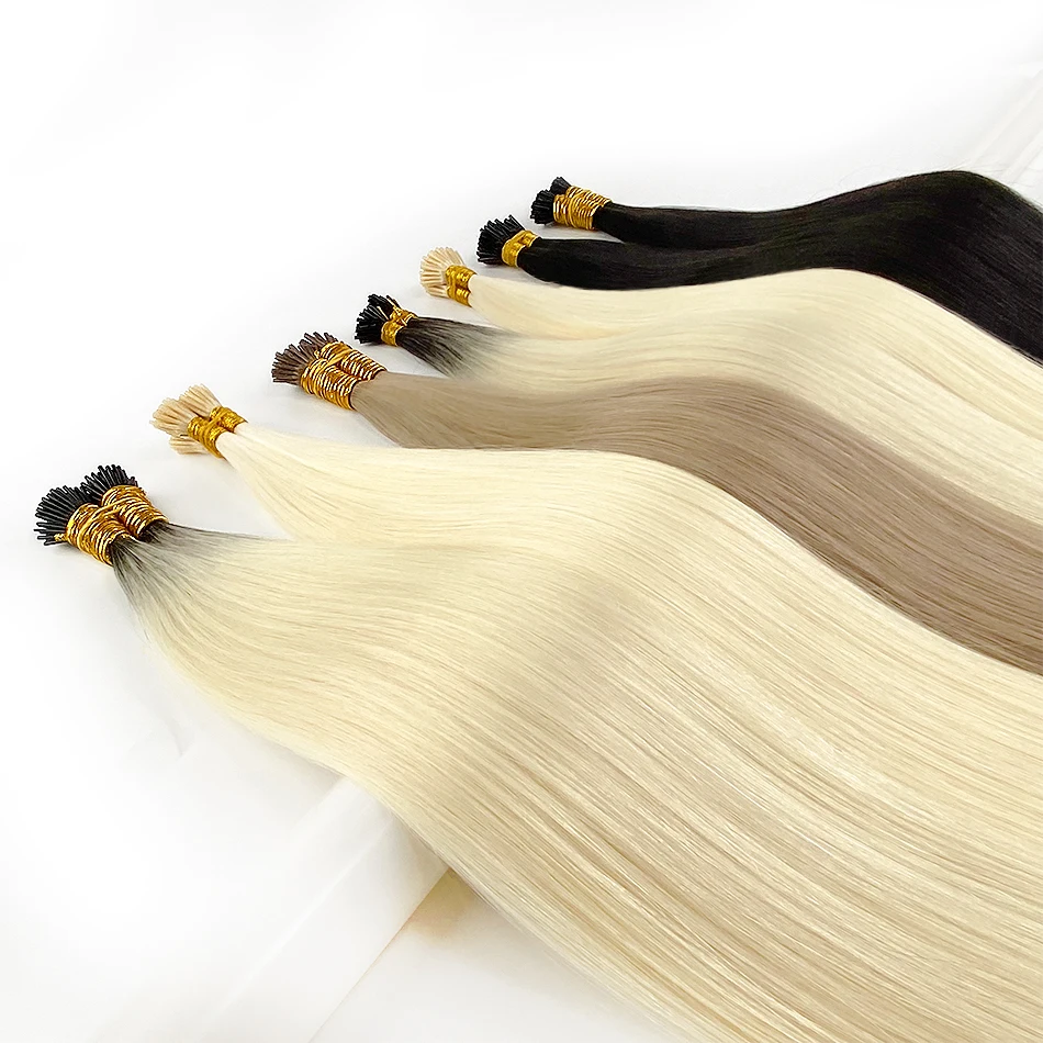 아이팁 인모 연장 헤어 50g 스트레이트 퓨전 헤어 30인치 케라틴 캡슐 오리지널 리얼 천연 헤어 블론드 컬러