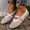 New 2024 Hollowed Out Women's Flat Shoes Leather Buckle Spring and Summer Fashion Moccasins Mary Jane Ballet Flats Women 1
