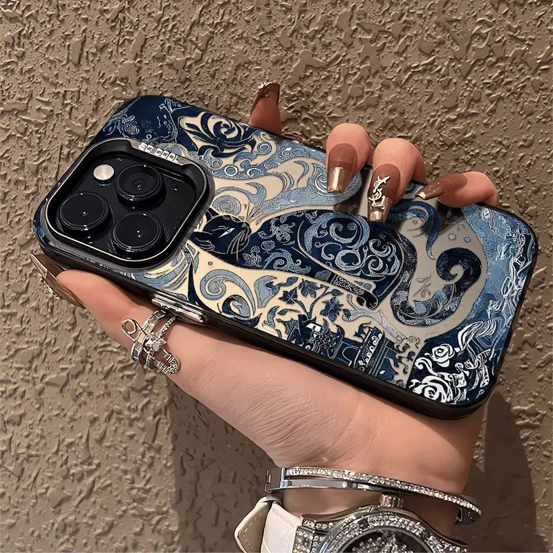 Y2K Cartoon Cute Black Cat Matte Phone Case