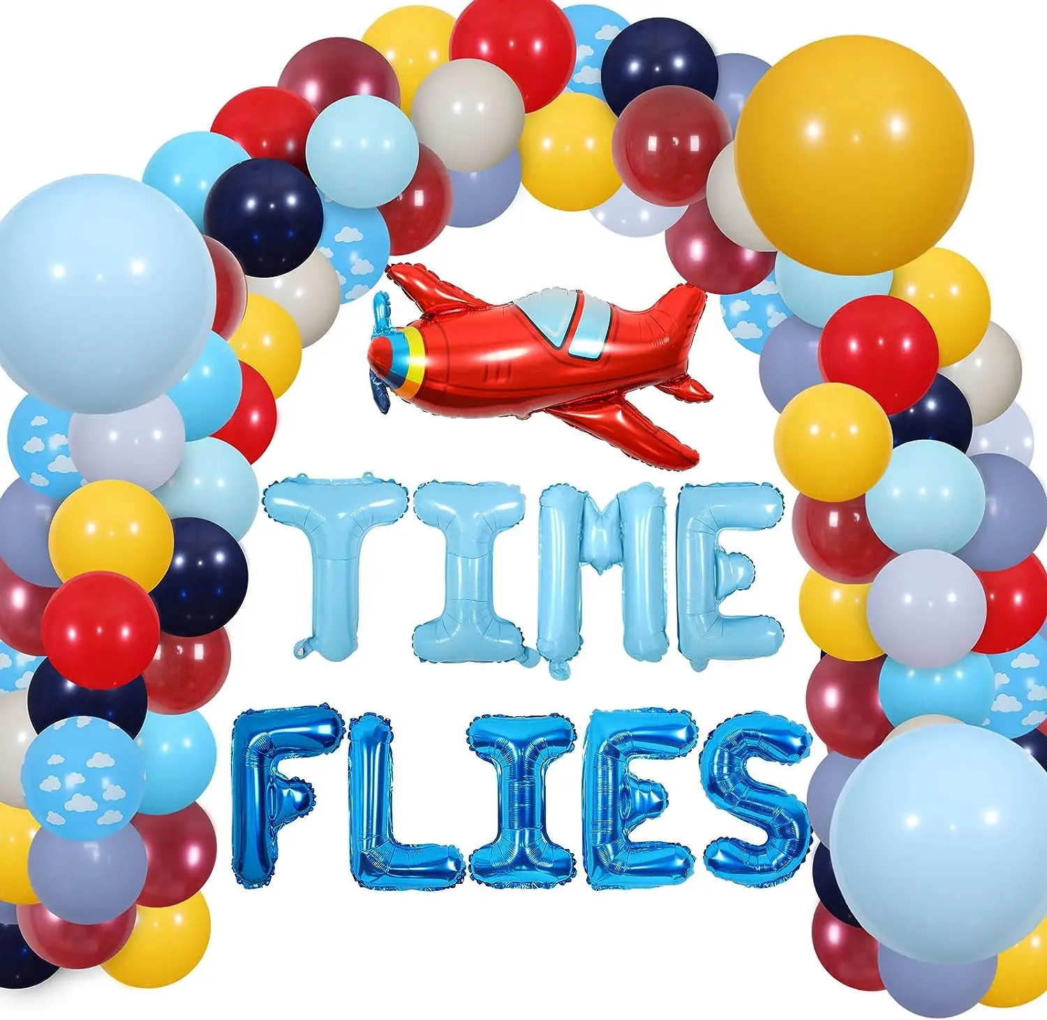 

Time Flies Airplane Theme Party Decorations for Boys How Time Flies Birthday Party Supplies Aircraft Balloon Garland Arch Kit