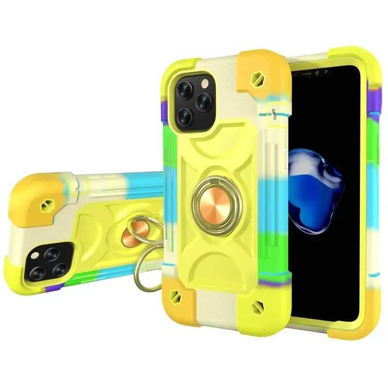 Colorful Rugged Armor Bumper Shockproof Phone Case with Ring Holder