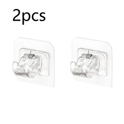 Punch-Free Self-Adhesive Curtain Rod Holder Hooks (2pcs-transparent)