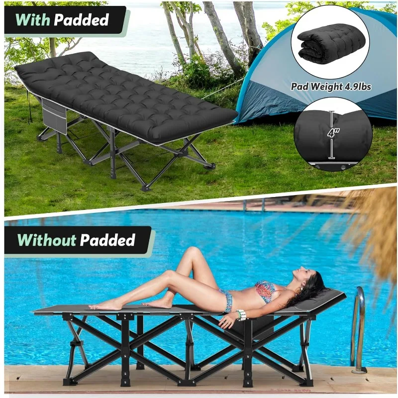 Oversized XXL Camping Cot, Folding Cot for Adults, 79" L x 32" W x 19" H Sleeping Cot with Mattress, Carry Bag, Camp Cot Bed 4