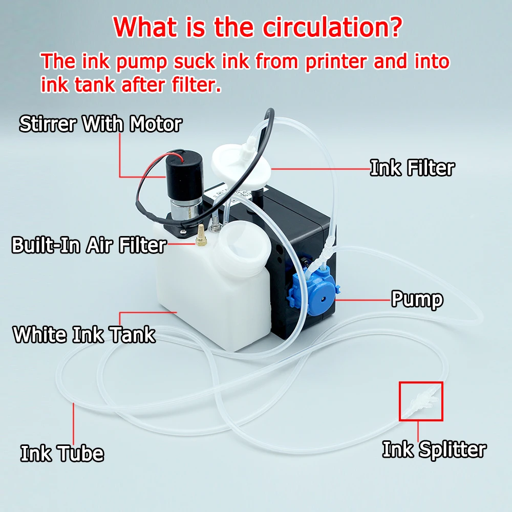 DTF White Ink Tank Adjustable Circulation System Sitrrer Timer Controlled For Epson L1800 L800 L805 L18050 i3200 XP600 DTG Ink dye ink kit,ink refill kit,dye ink refill,inkjet printer ink,ink cartridge refill kit,ink refill