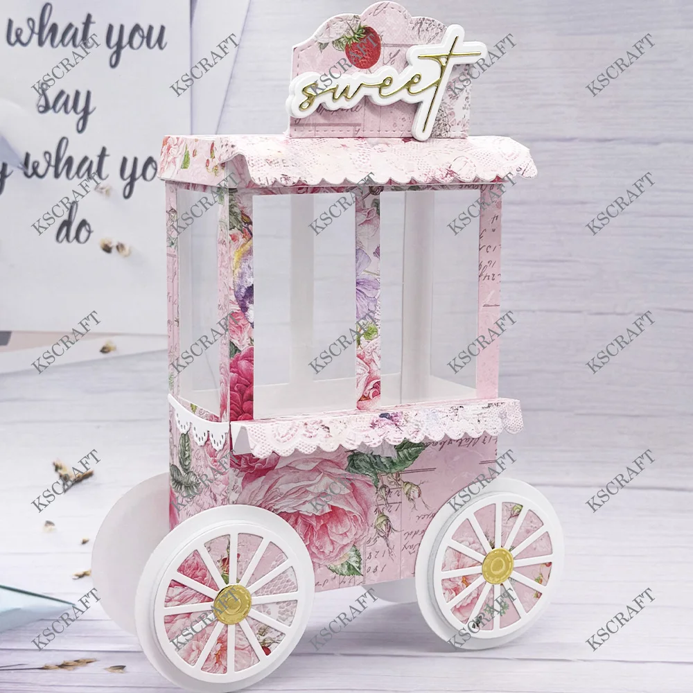 KSCRAFT 캔디 카트 상자 절단 다이 스텐실 DIY Scrapbooking 장식 엠보싱 DIY 종이 카드