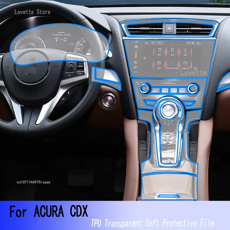 

For ACURA CDX 2022-2024 Car Interior Center Console Transparent TPU Protective Anti-scratch Repair Film Refit
