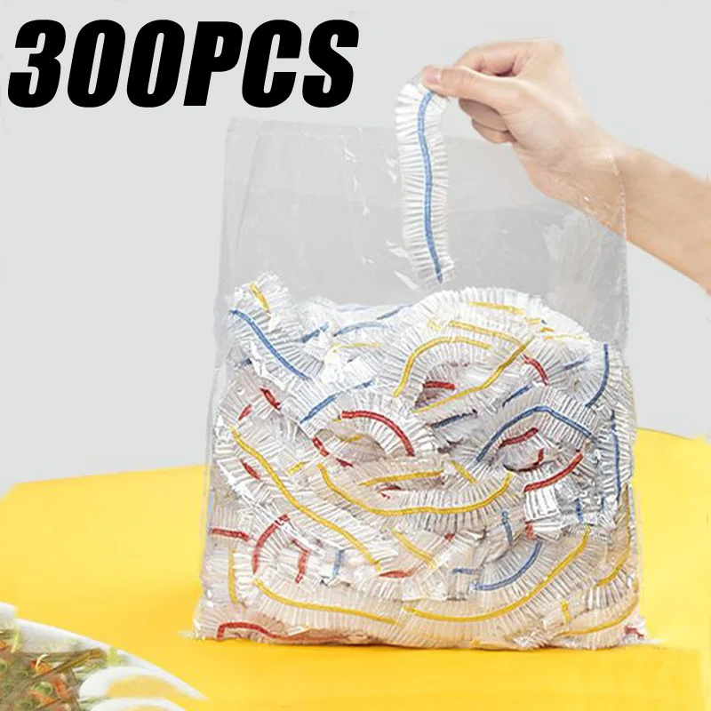 

50/300pcs Saran Wrap Colorful Disposable Food Cover Food Grade Fresh-keeping Plastic Bag Kitchen Refrigerator Accessories