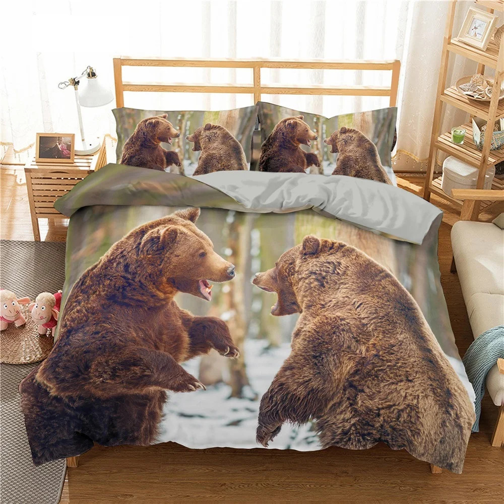 

phechion Animal Bear 3D Print Bedding Set Duvet Covers Pillowcases One Piece Comforter Bedding Sets Bedclothes Bed Linen K220