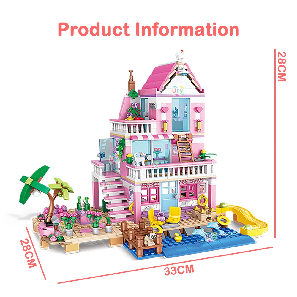 Friends City House Summer Holiday Seaside Villa Apartment MOC Building Blocks Sets Figures DIY Toys for Kid Girls Christmas Gift 2