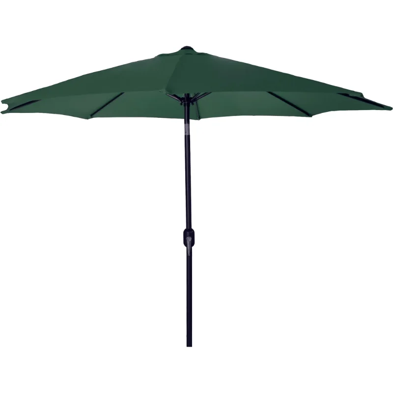 Manufacturing 8' Green Solid Octagon Folding Patio Umbrella with Push-Button Tilt and Crank Opening