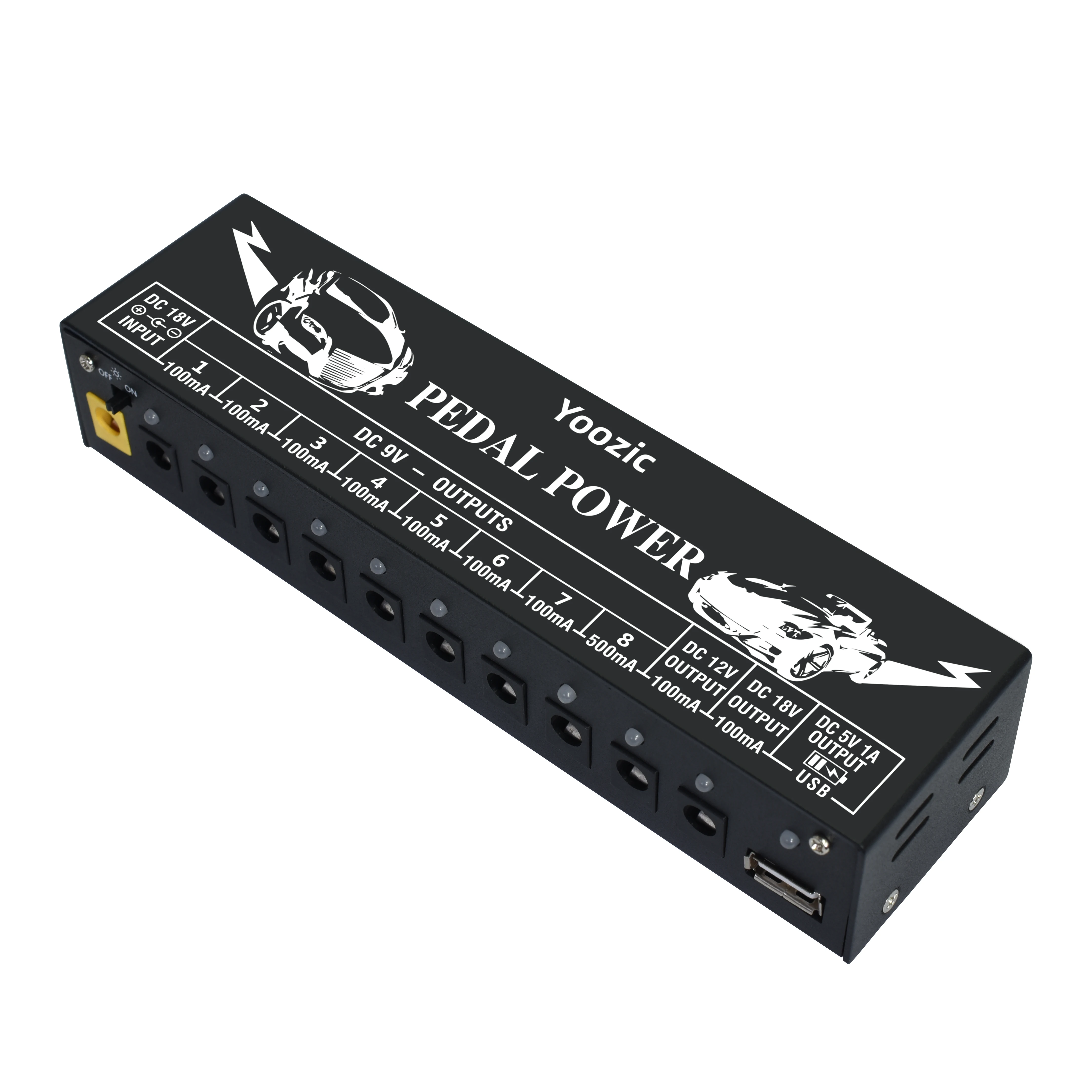 RowinGuitarPedalPowerSupply10IsolatedDCOutputfor9V12V18V