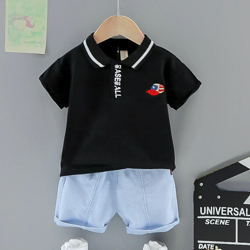 

2Pcs Baby Boy Clothes 2022 New Summer Kids Clothes Boys Suits Short Sleeve POLO T-shirt+Shorts Boys Sets Costume For Kids Outfts