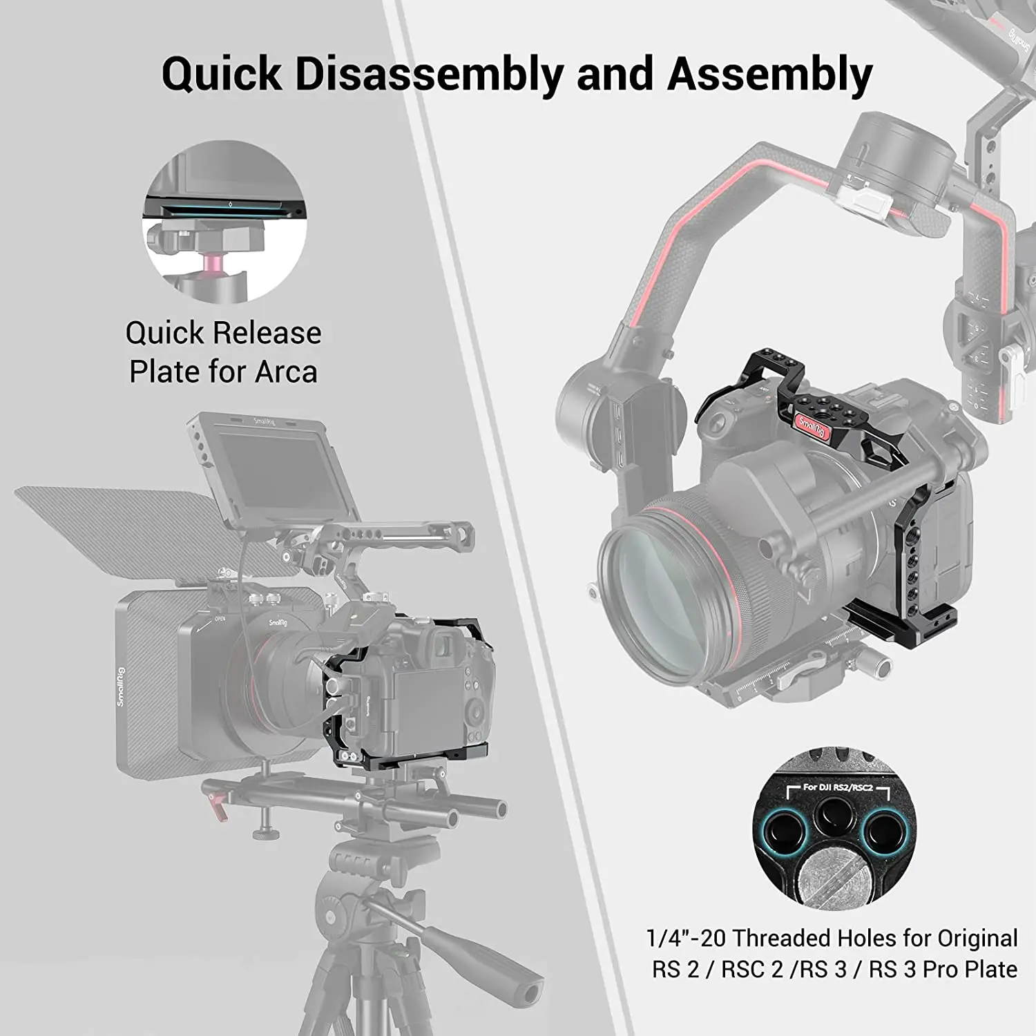 SmallRig R5/R5 C/R6 Case Camera Cage For Canon EOS R5 / R6 / R5 C DSRL Rig with Cold Shoes for Filmmaking Video Shooting -2982B