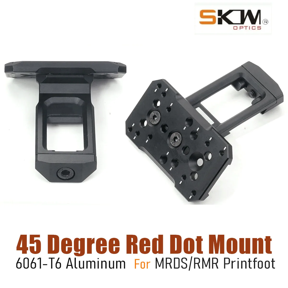 SKWoptics Tactical 45 Degree Red Dot Mount RMR MRDS PrintFoot 21mm Rail Picatinny