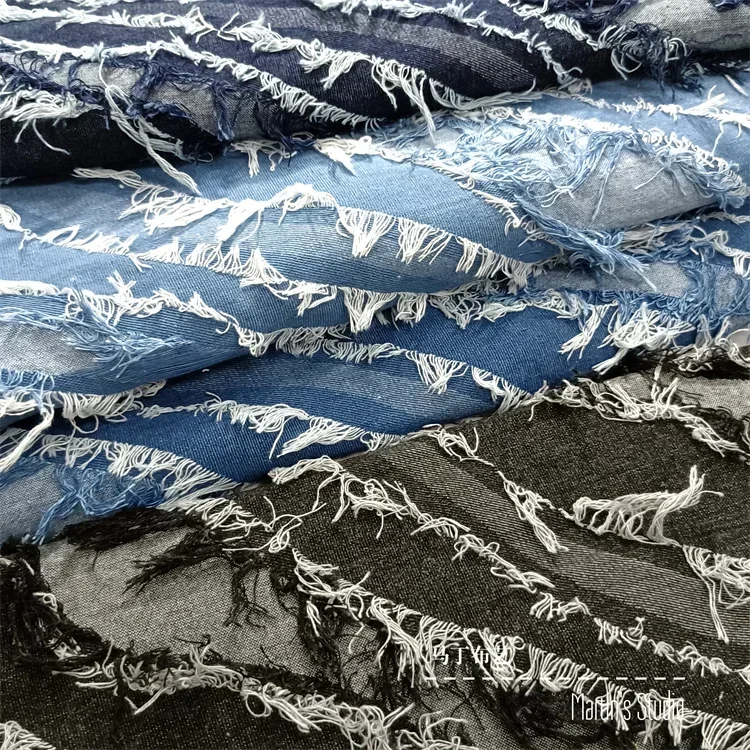 Thickened Washed Jeans Fabric By The Meter for Coats Clothes Skirts Sewing Fashion Tassel Denim Cloth Comfortable Wear-resistant - Image 3