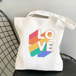 Tote Bag Lgbt Pride Rainbow Shopping Bag Eco Shopping Tote Bolsa Canvas Grocery Bag Reciclaje Woven Sac Cabas Custom