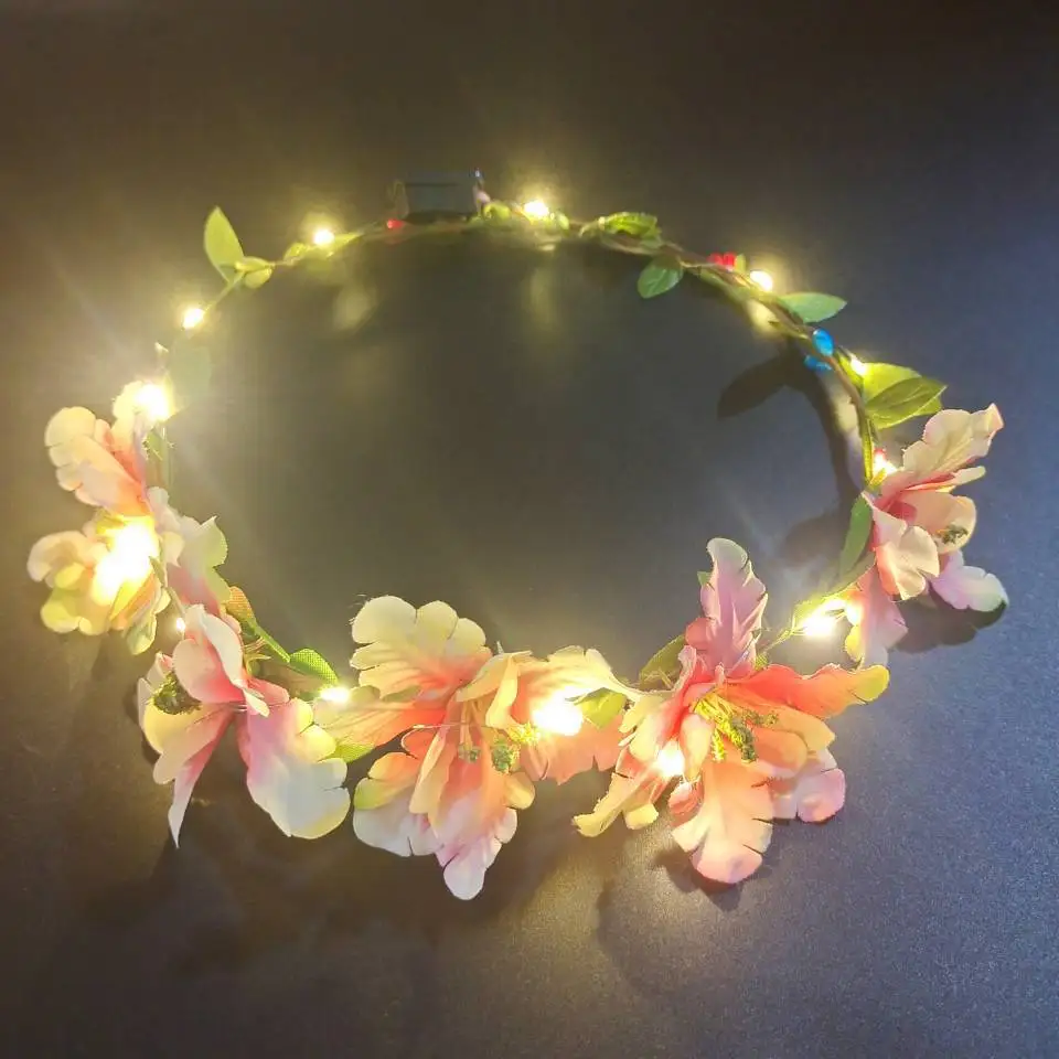 

10pcs Adult Kids LED Light Up Headband Hairband Party Beach Garland Wreath Luminous Flower Crown Wedding Festival 2023
