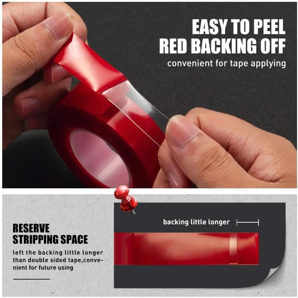 Premium Double-Sided Nano Tape - Clear, Waterproof & Heavy Duty Adhesive with No Residue Removal