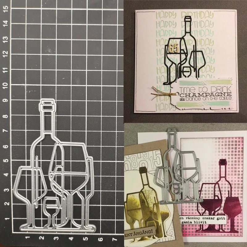 

Wine Bottle Metal Cutting Dies Stencil Scrapbooking Diy Album Stamp Paper Card Embossing Decor Craft Knife Mould