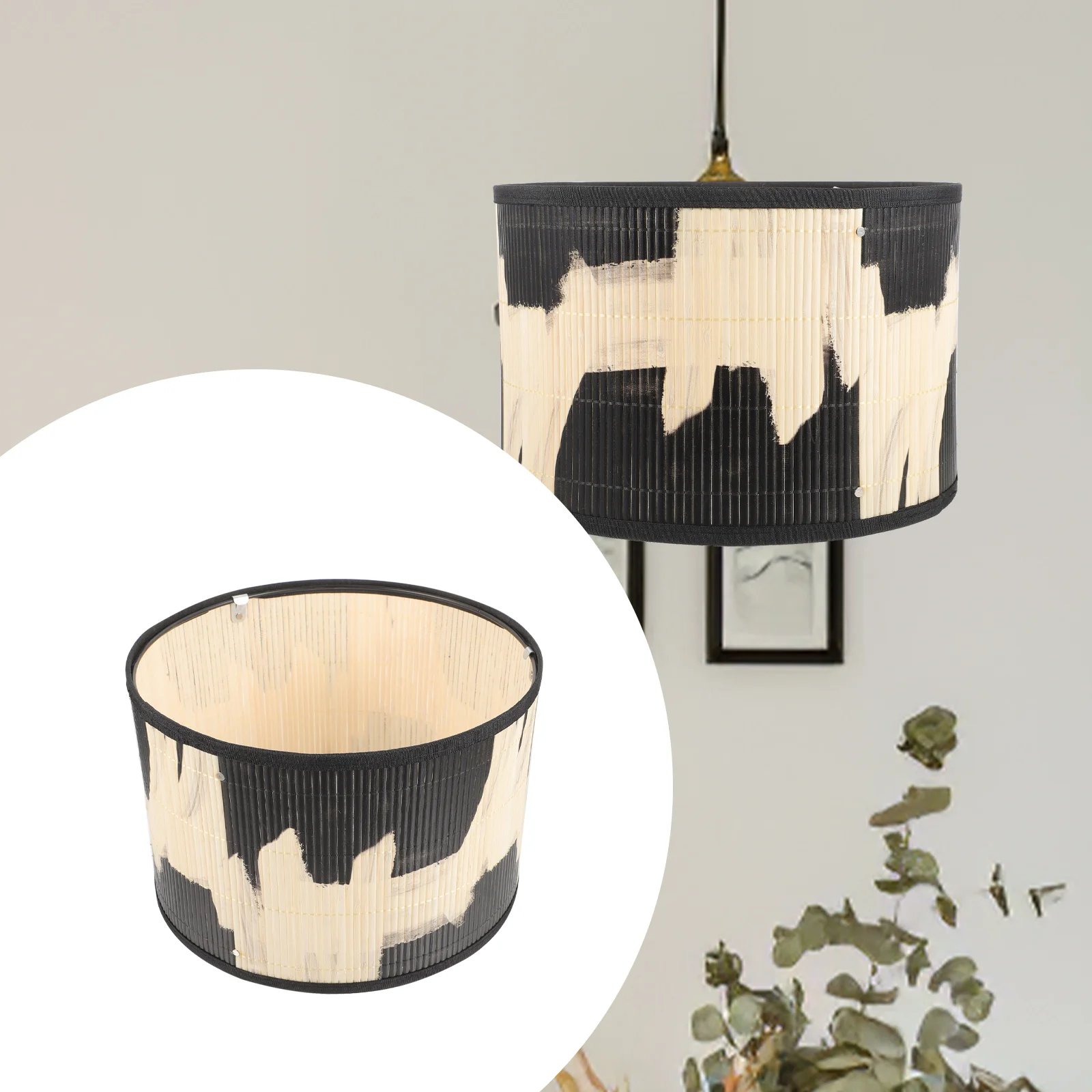 

Printed Abstract Retro Style Folk House Decorative Lamp Bamboo Crafts Painting Lampshade Barrel Shades Paintings