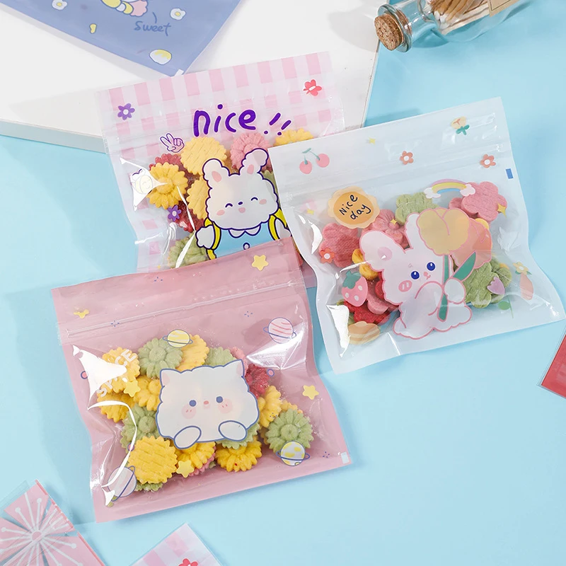 TETP 50Pcs Cartoon Ziplock Bags Plastic For Cookies Candy Snack Storage Sealed Pouches Jewelry Gift Packaging Decoration 2