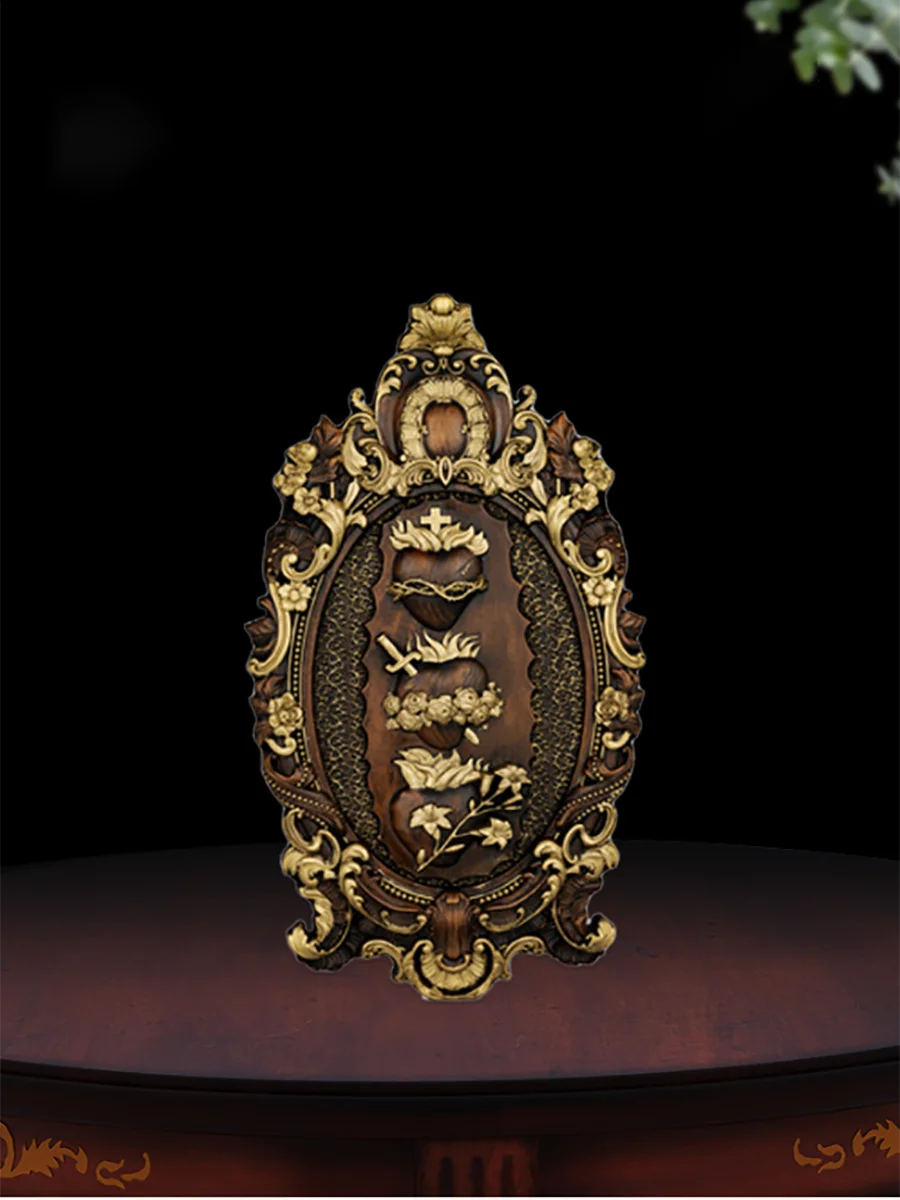High Quality Religious Jesus Catholic Christ Sacred Immaculate Heart Wall Decor, Wood Carving Wall Hanging Decor