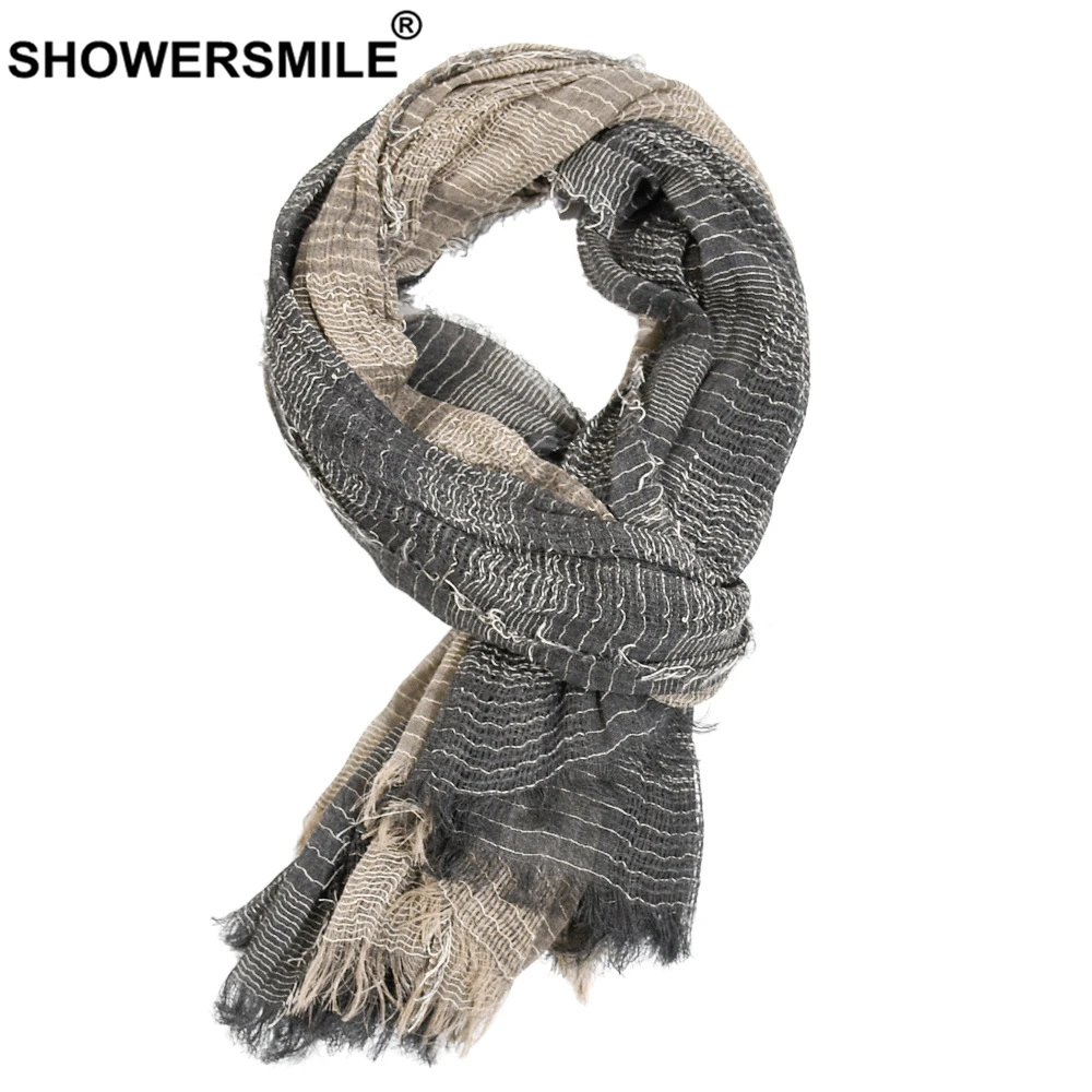 Knitted Scarf Men Autumn Winter British Style Patchwork Khaki Black Gray Navy Scarf 180cm*110cm