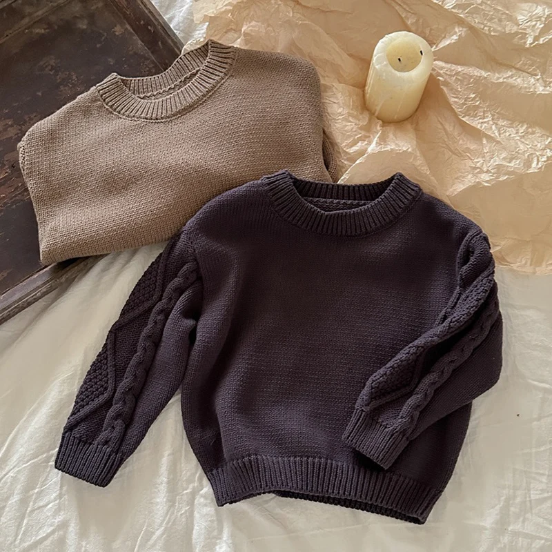 2026년 신상 봄 한국 스타일 1-6세 아동복 캐주얼 루즈 풀오버 스웨터  스웨터 남아 여아 스웨터