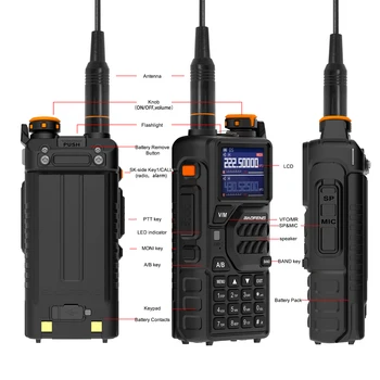 Baofeng K5 PLUS 8W Walkie Talkie AM FM Six-Bands Two Way Radio Wireless Copy Frequency NOAA 999 Channels Type C 2500mAh 3